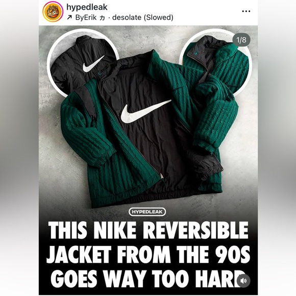 Nike Reversible 90’s Vintage puffy big logo swoosh mens jacket unisex size XL - Picture 16 of 16